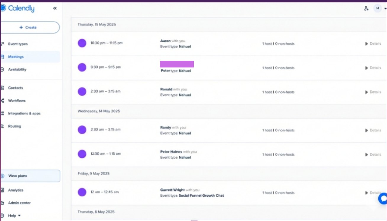 Booking calendar showing multiple meetings booked across a single week